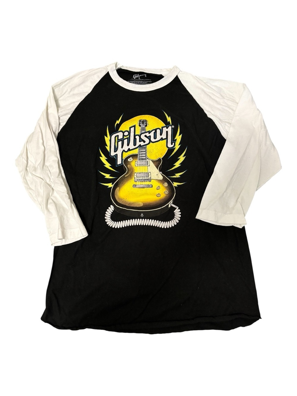 ❤️(Men’s Large) Gibson Guitars Graphic Raglan Baseball Tee (3/4 Sleeve) - Picture 2 of 4